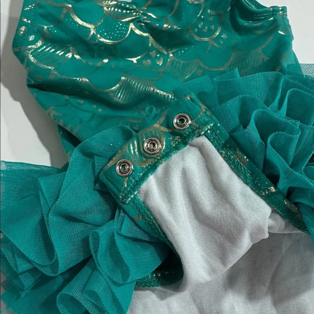 Girls Mixed Swimsuit Set - Teal, Coral & White EUC